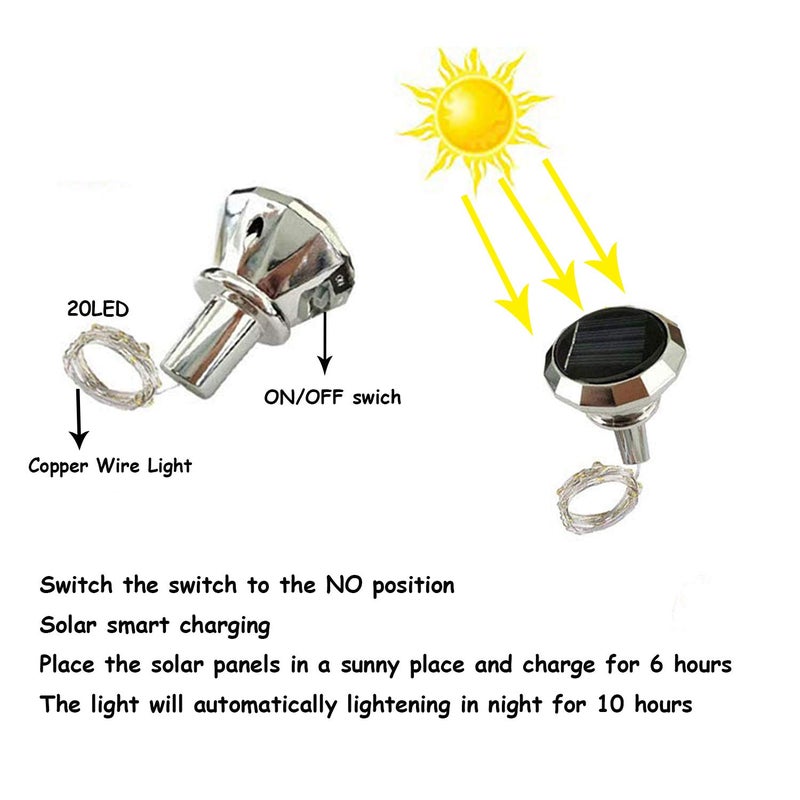 ANGMLN Solar Diamond Shaped Wine Bottle Cork Lights 10 Pack 20LED Solar String Fairy Lights Outdoor Waterproof for Wedding Holiday Garden Patio Pathway Bar Concert Outdoor Decorative (Multicolor) - Image 5